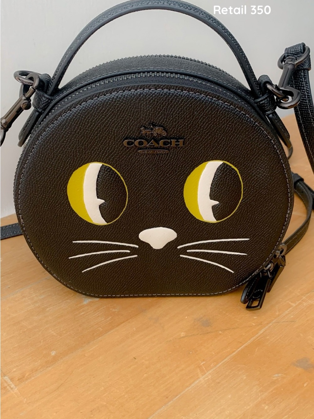 COACH Black Mini Round Cat Face Crossbody